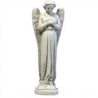 Cari Angel with Hands Crossed Statue - 21-inch — Antique White finish