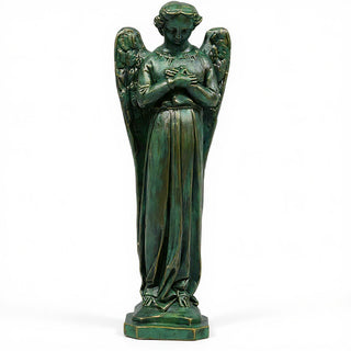 Cari Angel with Hands Crossed Statue - 21-inch — Green Bronze finish