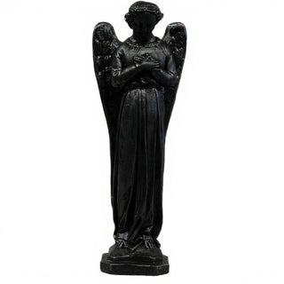 Cari Angel with Hands Crossed Statue - 21-inch — Iron finish