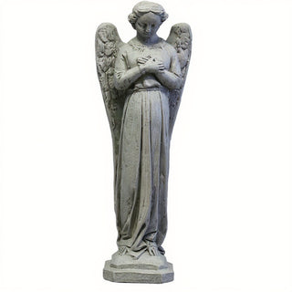 Cari Angel with Hands Crossed Statue - 21-inch — Limestone finish