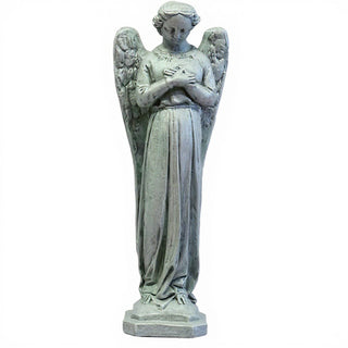 Cari Angel with Hands Crossed Statue - 21-inch — Mossy Green finish