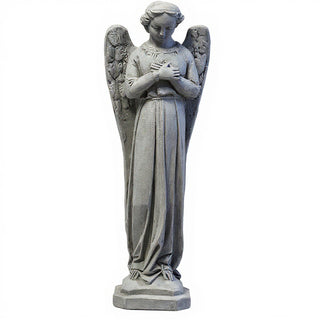 Cari Angel with Hands Crossed Statue - 21-inch — Old Stone finish