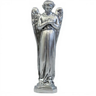 Cari Angel with Hands Crossed Statue - 21-inch — Silver finish