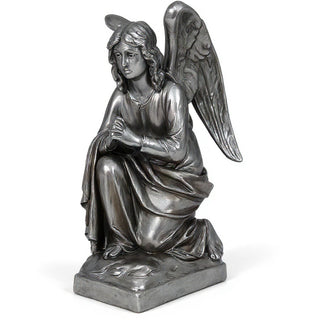 Adoration Angel Statue - 26-inch — Aged Silver finish