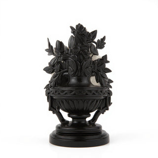 Rose Urn Relief Wall Relief — Flat Black finish
