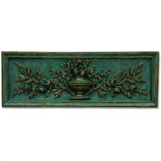 Rose Urn Relief Wall Relief — Green Bronze finish