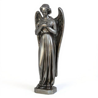 Angel with Crossed Arms Statue - 40-inch — Aged Silver finish