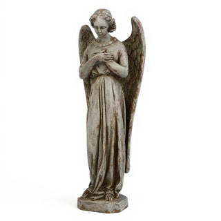 Angel with Crossed Arms Statue - 40-inch — Antique Stone finish