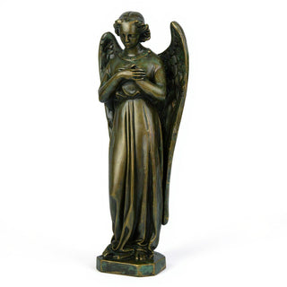 Angel with Crossed Arms Statue - 40-inch — Green Bronze finish