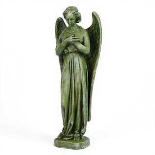 Angel with Crossed Arms Statue - 40-inch — Mossy Green finish