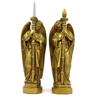 Guardian Angel Set (Right) Statue - 27-inch — Antique Gold finish