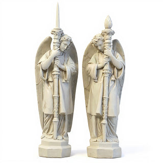 Guardian Angel Set (Right) Statue - 27-inch — Antique White finish