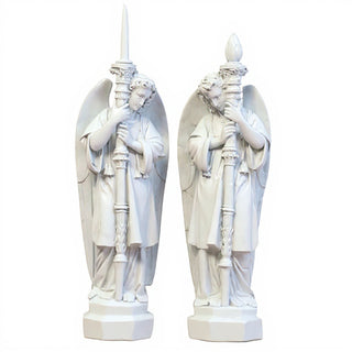 Guardian Angel Set (Right) Statue - 27-inch — Flat White finish
