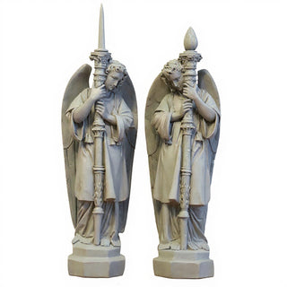 Guardian Angel Set (Right) Statue - 27-inch — Limestone finish
