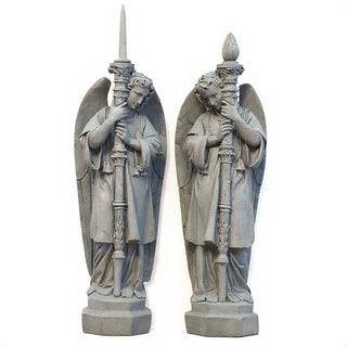 Guardian Angel Set (Right) Statue - 27-inch — Old Stone finish