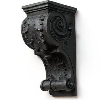 Sculpted Wood-Style Bracket Wall Bracket - 12-inch — Dusted Black finish
