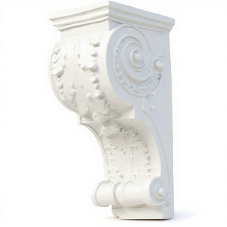 Sculpted Wood-Style Bracket Wall Bracket - 12-inch — Flat White finish