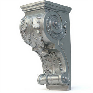 Sculpted Wood-Style Bracket Wall Bracket - 12-inch — Silver finish