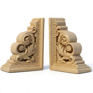 Carved Scroll Bookends — Dusted Sand finish