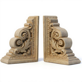 Carved Scroll Bookends — Gothic Stone finish
