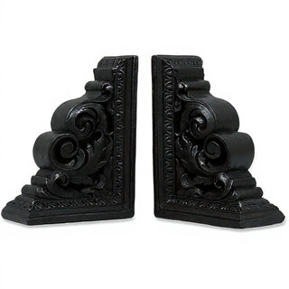 Carved Scroll Bookends — Iron finish