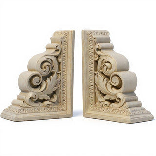 Carved Scroll Bookends — Museum Terracotta finish