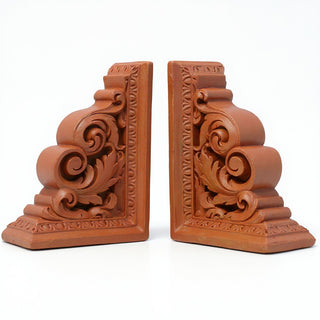 Carved Scroll Bookends — Metro finish