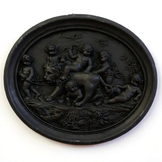 Cherubs Playing with Lion Wall Plaque — Dusted Black finish