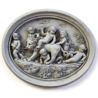 Cherubs Playing with Lion Wall Plaque — Old Stone finish