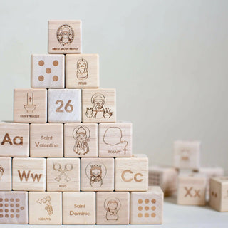 Catholic Wooden Alphabet Blocks Set