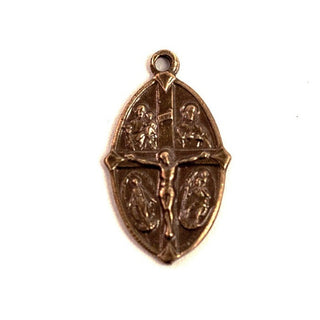 Vintage Bronze 4-Way Medal with Crucifix - Medium
