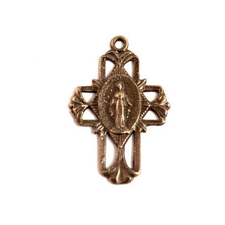 Vintage Bronze Miraculous Medal Cross
