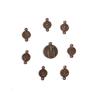 Vintage Bronze Seven Sorrows Rosary Set Medal