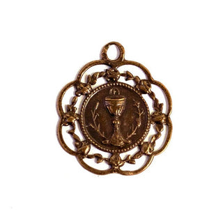 Vintage Bronze Eucharist with Rose Frame Medal