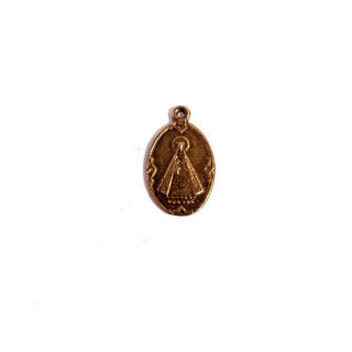 Vintage Bronze Small Holy Mary and Sacred Heart Medal
