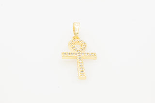 Ankh Cross Cubic Zirconia Pendant 14K Gold Filled Men Women Jewelry