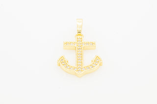 Anchor Cross Cubic Zirconia Pendant 14K Gold Filled Men Men Women Jewelry