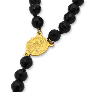 Fancy Rosary Necklace Five Decade Catholic Prayer Acrylic Beads Jesus Pendant