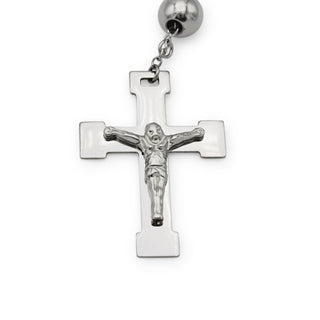 Traditional Silver Rosary Necklace Five Decade Catholic Prayer Beads 10mm