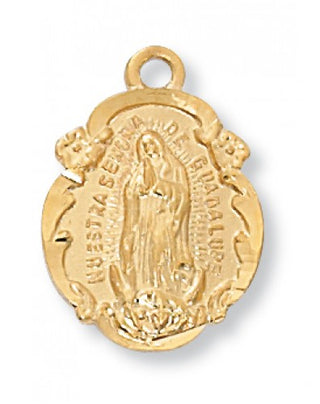 Gold over Silver Our Lady of Guad with 18" Chain