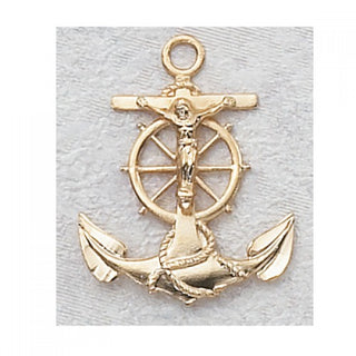 Gold over Silver Anchor/Crucifix with 24" Chain