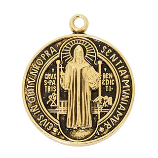 Gold Over Sterling Silver Saint Benedict Medal J44