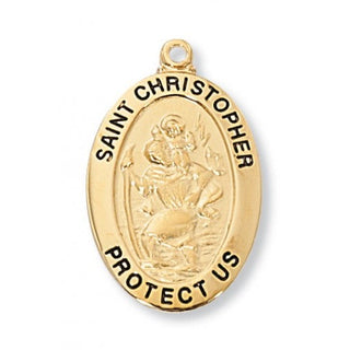 Gold Over Silver Saint Christopher Chain And Box