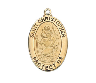 Gold Over Silver Saint Christopher Chain And Box