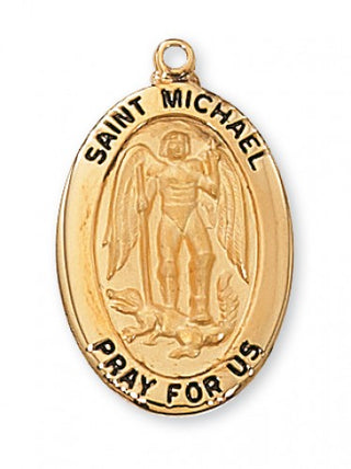 Gold Over Silver Saint Michael With Chain