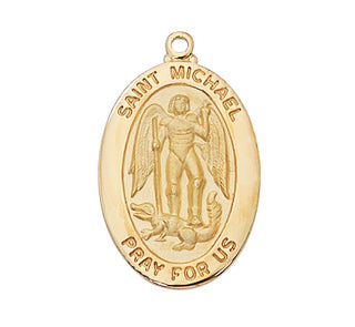 Gold Over Silver Saint Michael With Chain