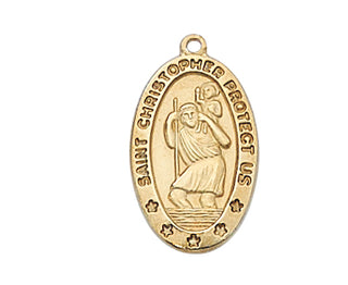 Gold Over Silver Saint Christopher With Chain 