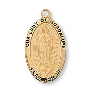 Gold Over Silver Our Lady Guadalu With Chain Engravable