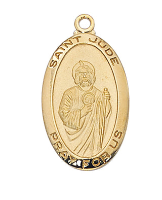 Gold Over Silver Medal Of Saint Jude With Chain Engravable