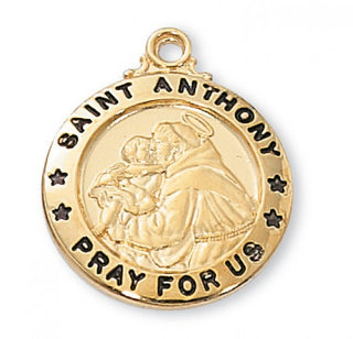 Gold Over Silver Medal of Saint Anthony with 20-inch Chain - Engravable